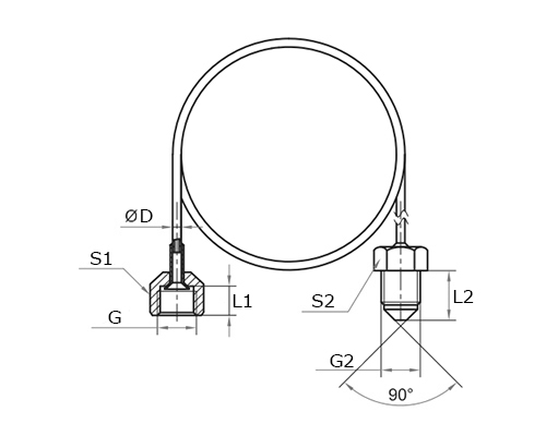 Трубка капиллярная Росма для РД/РДД G1/4ВР -  G1/2НР 1.5м, резьба присоединения G1/4(внутренняя) - G1/2(наружная), длина 1.5м